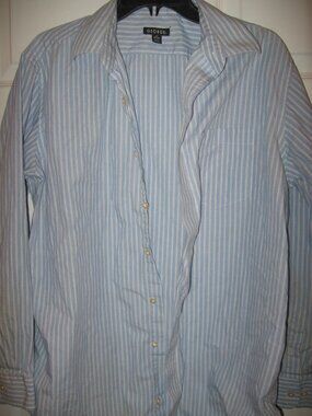 George Light Blue Striped Button-Down Dress Shirt Men's Large